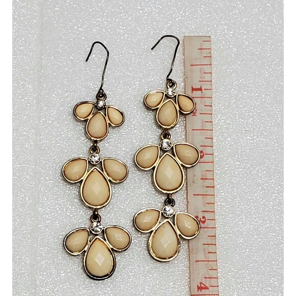 Statement Necklace & Earrings Set – Aqua Blue Teardrop Beads, Cream Floral... - Picture 10 of 13